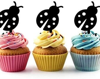 Bugs Cupcake Toppers Set of 12 Bug/'s Life Baby Shower Paper Ladybug Butterfly Worm Snail Bee Cupcake Topper Woodland Forest Cupcake Topper