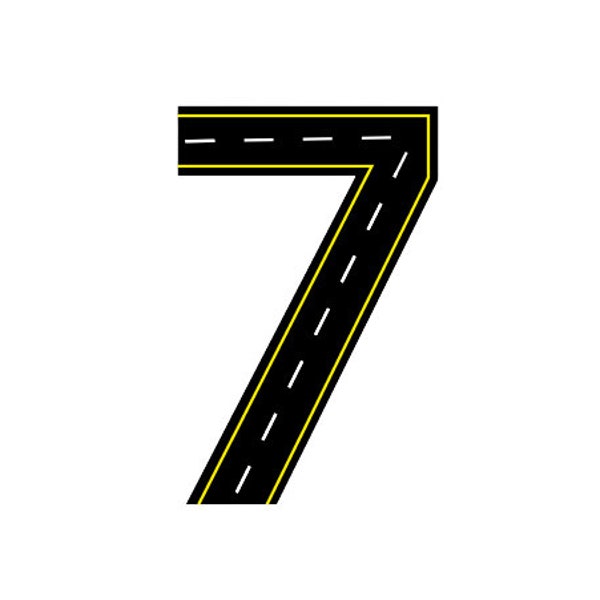 Number 7 Roadway  Edible Icing Sheets- Assorted Image Cake Toppers-Frosting Sheets- Cookies- Cupcake Toppers