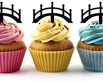 Japanese Sakura Hand Fan Silhouette Acrylic Cupcake Toppers – 12-Piece Set For Party Decor - View #10