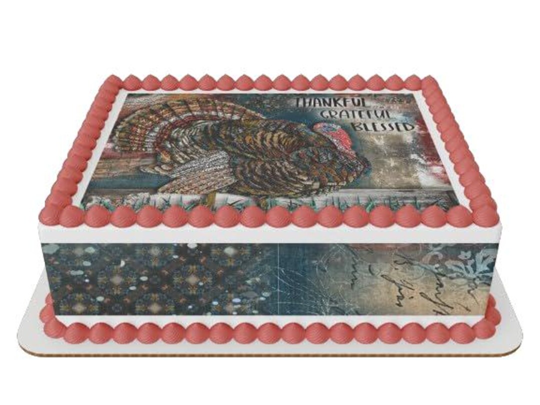 Turkey Thankfull Gratefull Blessed Thanksgiving Edible Icing Sheets