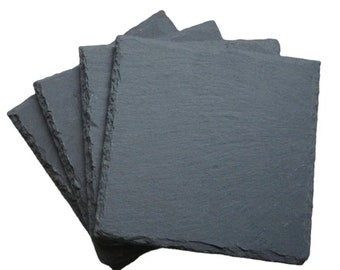 Blank Square Slate Coasters Wholesale Sets of 1, 4, 8 or 12, Natural Black Slate Coasters use for Engraving, and Craft Projects