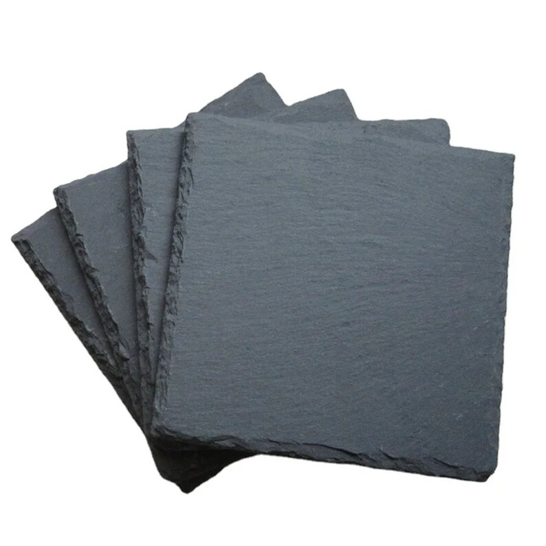 Blank Square Slate Coasters Wholesale Sets of 1, 4, 8 or 12, Natural