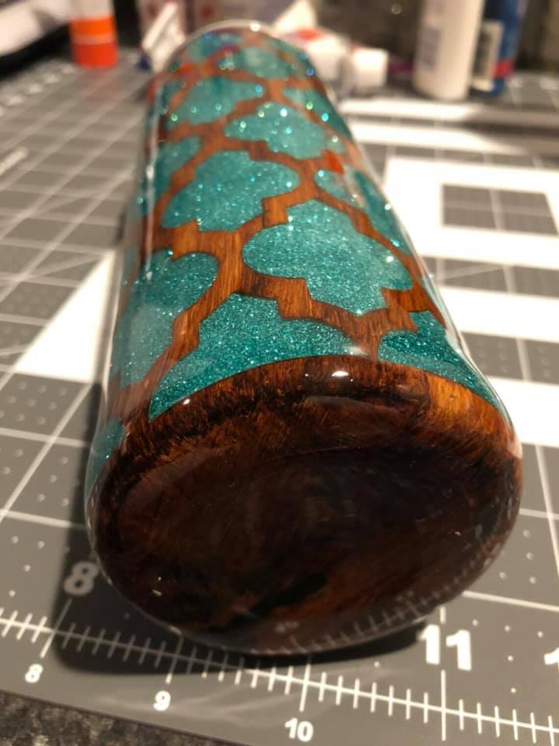 Glitter and wood grain epoxy tumbler 20oz skinny Etsy