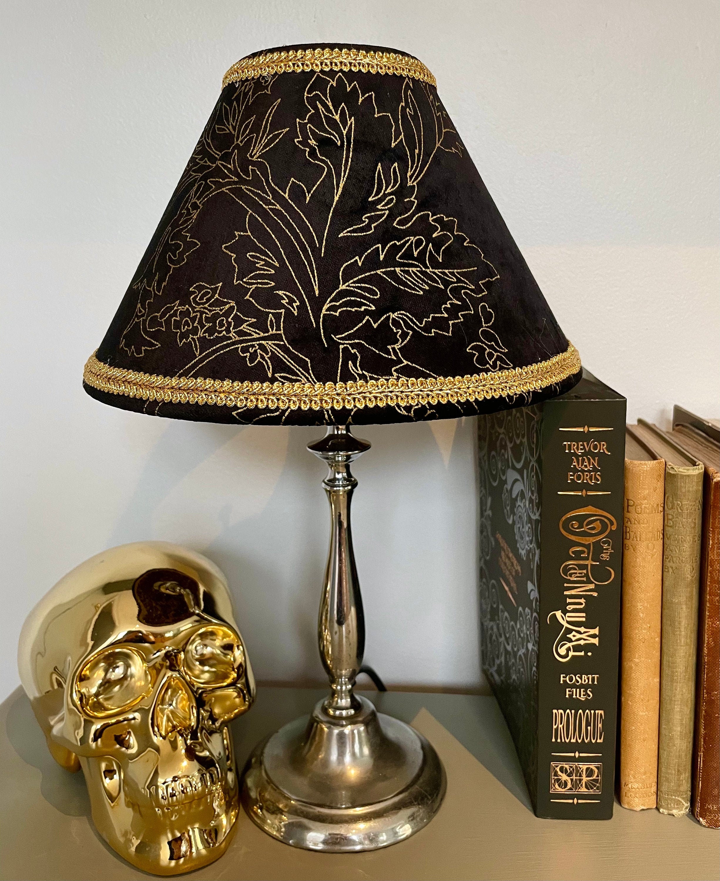 Stunning black and gold velvet handmade lampshade with leopard Etsy