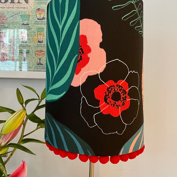 Poppy Pom Pom handmade drum lampshade
