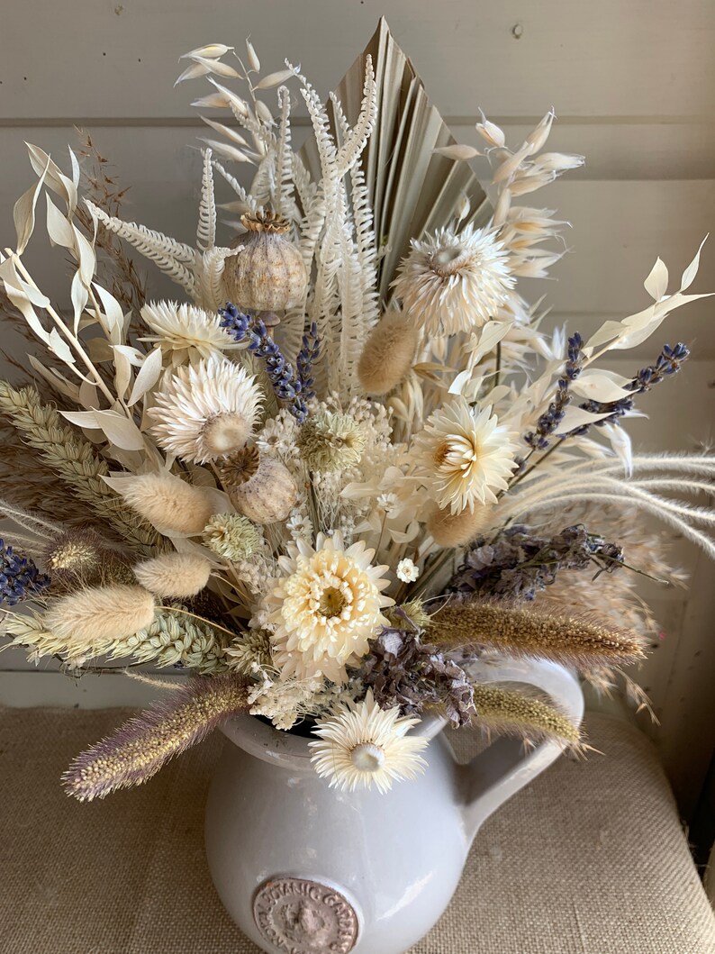 White Dream Dried Flower Bouquet. British Dried Flower Vase Etsy