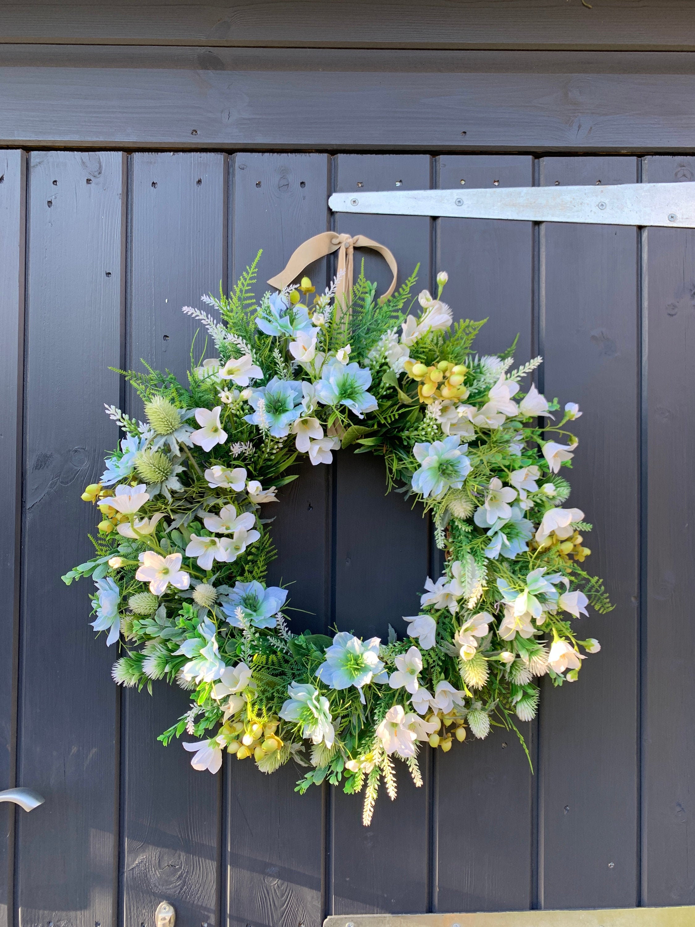 Large Wild Flower Silk flower Wreath Front Door Wreath Love Etsy