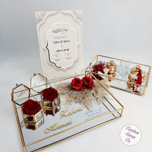 Personalized Nikkah Ring Plate and Nikkah Contract, Nikkah Ring Tray, Nikkah Ring Holder, , Islamic Wedding Decor, Custom Nikkah Decoration,