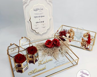 Personalized Nikkah Ring Tray Set: Islamic Wedding Decor