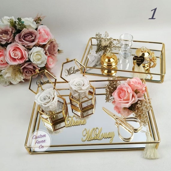 Buy GiftsBouquet Wood Decorative Engagement Ring Platter For Ring Ceremony  (Gold) Online at Low Prices in India - Amazon.in