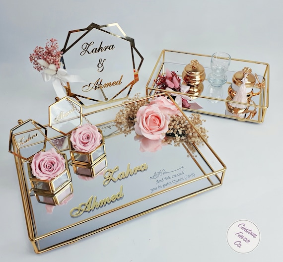 Personalized Nikkah Ring Tray Set: Islamic Wedding Decor