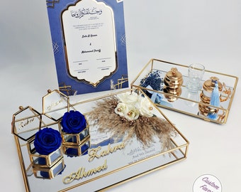 Personalized Nikkah Tray Set: Islamic Wedding Ring Holder & Contract