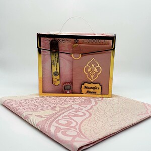 Personalized Pink Prayer Rug Gift Set: Islamic Ramadan Gift