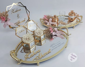Personalized Nikkah Ring Tray Set: Custom Islamic Wedding Decor