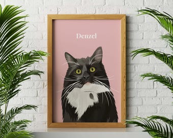 Pet Memorial Gift US - Custom Pet Portrait From Photo, Personalized Cat or Dog Memorial