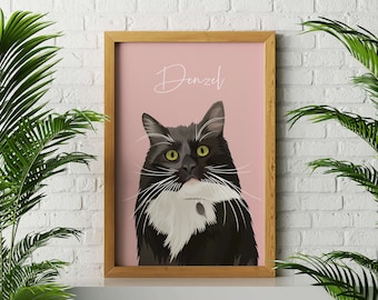 Custom Pet Portrait Print US | Personalised Gift | Dog Portrait | Cat Portrait | Pet Memorial