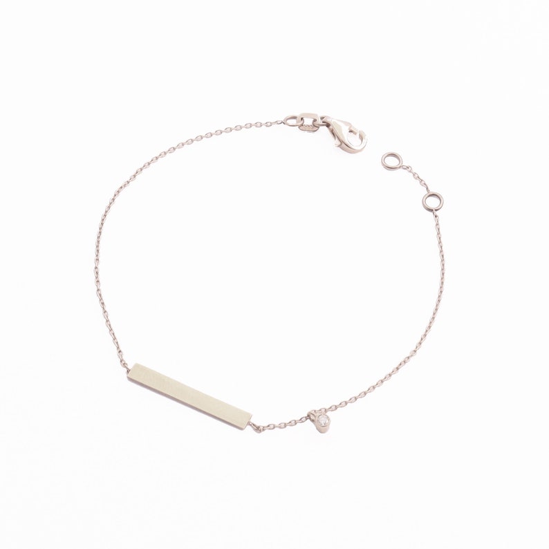 Christmas gift Custom Diamond Bar Bracelet Personalized Gift for women 14K Gold Name Bar