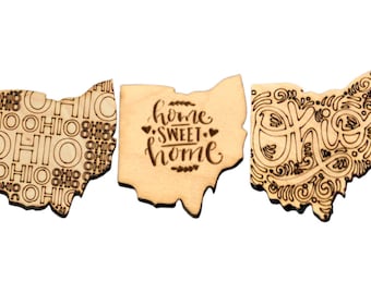 Ohio State Handmade Wood Cutout, Ornament, Coaster