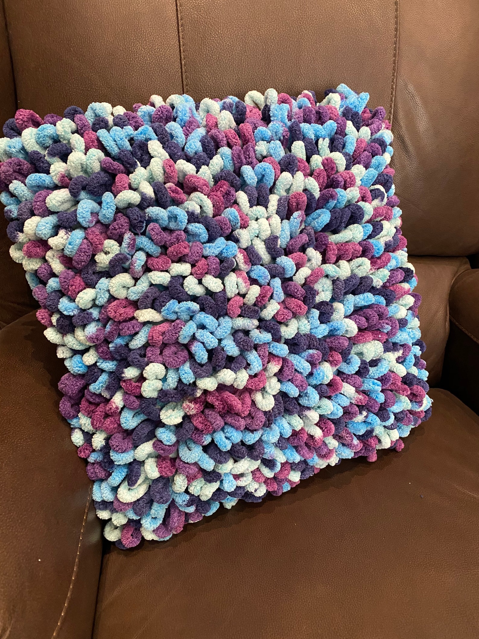 Hand knit loop pillow Etsy
