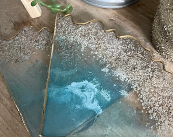 Sugar Sands Resin Coaster Slice