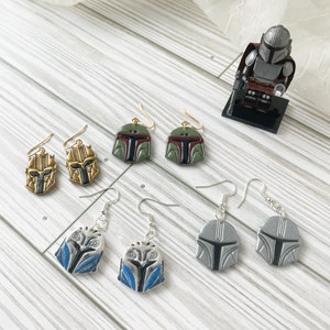 Inspiré "Le Mandalorien" | Bo Katan| L'armurier| Boba Fett| Din Djarin | Guerres des étoiles | Boucles d'oreilles faites à la main| Boucles d'oreilles en argile| Comic Con