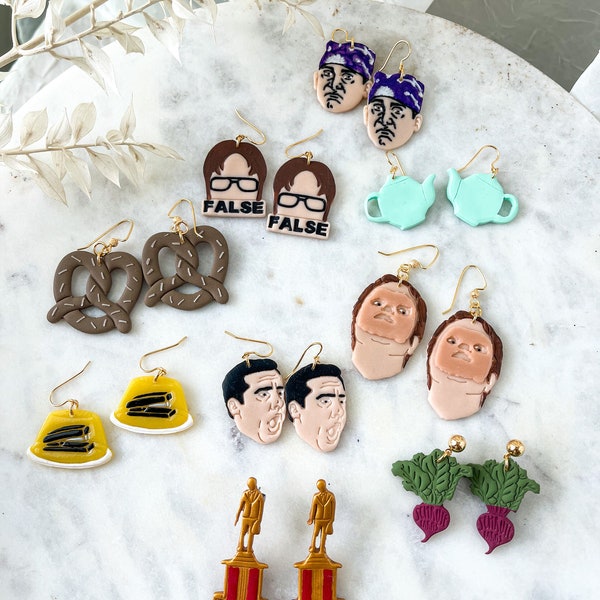 The Office Inspired Collection| clay earrings| LIGHTWEIGHT | statement earrings| comic con