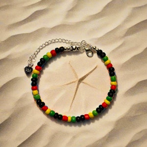 Rastafarian Themed G&N Island Charm Beaded  Anklet