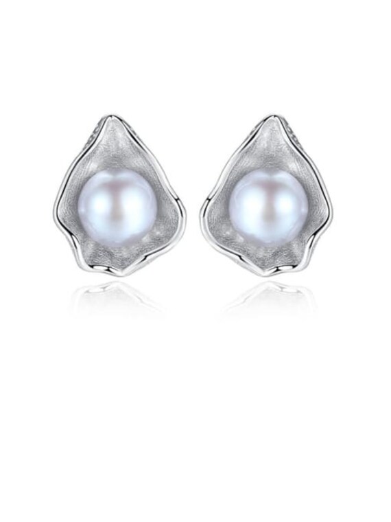 Orecchini A Bottone Con Perle D'acqua Dolce Floreali Ispirati Alla - Foto 3