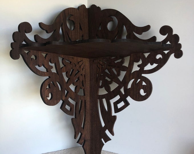 Antique Victorian Carved Walnut Wall Hanging Corner Shelf Etsy