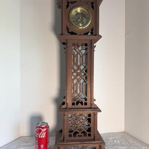Handmade Walnut Chippendale Grandfather Clock: 1/4 Scale Skeleton Clock