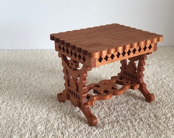Handmade Black Cherry Victorian Doll Nightstand, 1:6 Scale