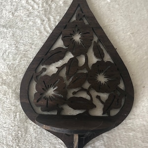 Handmade Black Walnut Floral Fretwork Victorian Wall Shelf