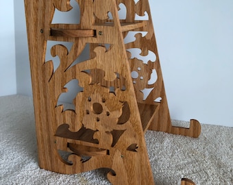 Handmade Red Oak Cookbook Easel: Scroll Saw Kitchen Decor