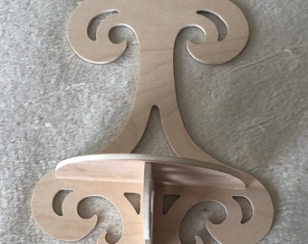 Handmade Birch Victorian Fretwork Wall Shelf - Unfinished Display