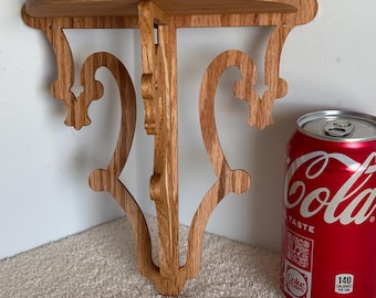 Handmade Red Oak Podium Shelf: Scroll Saw Fretwork Display