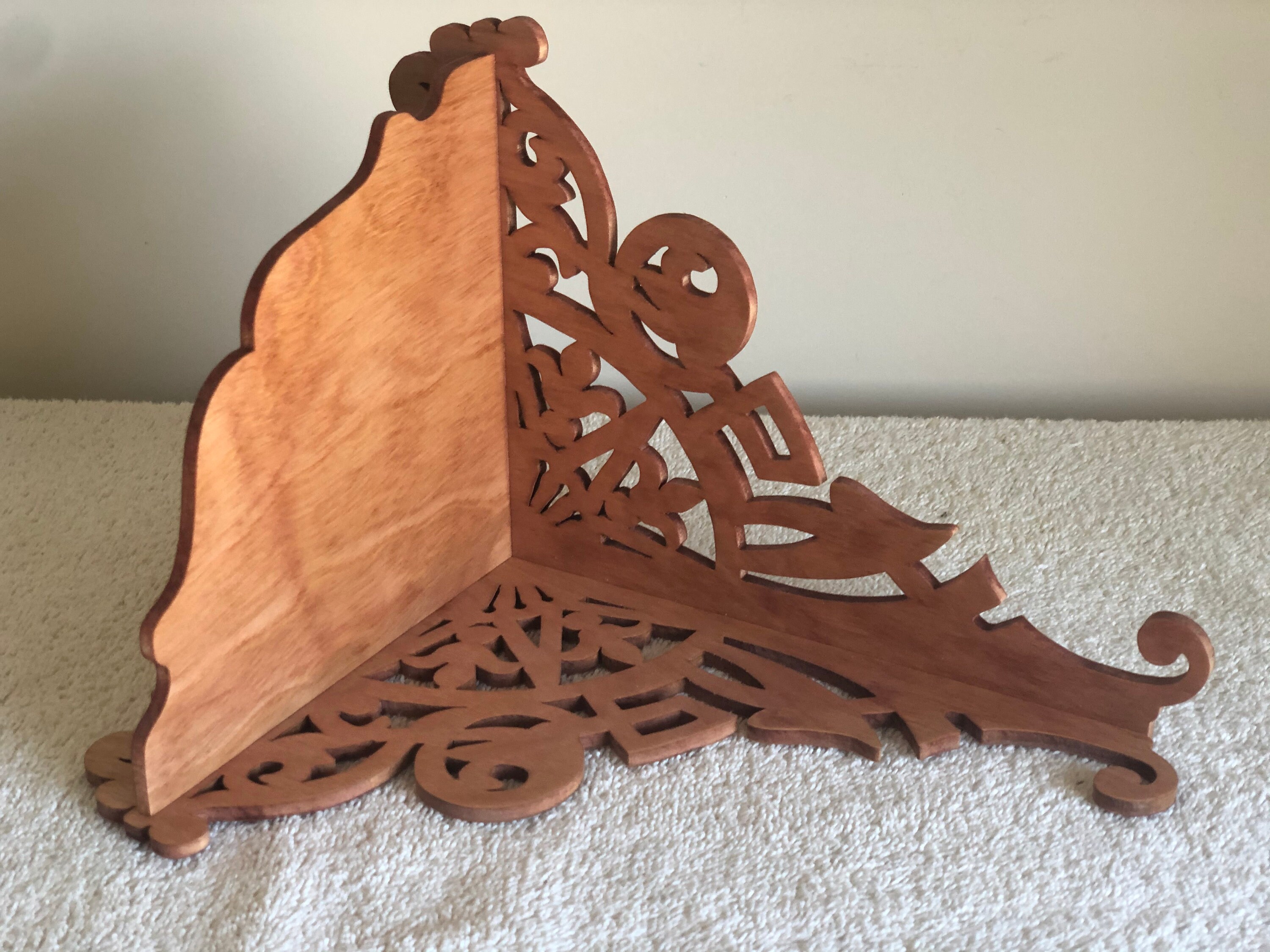 Large Cherry Scroll Sawn Fretwork Corner Wall Shelf Display. Etsy
