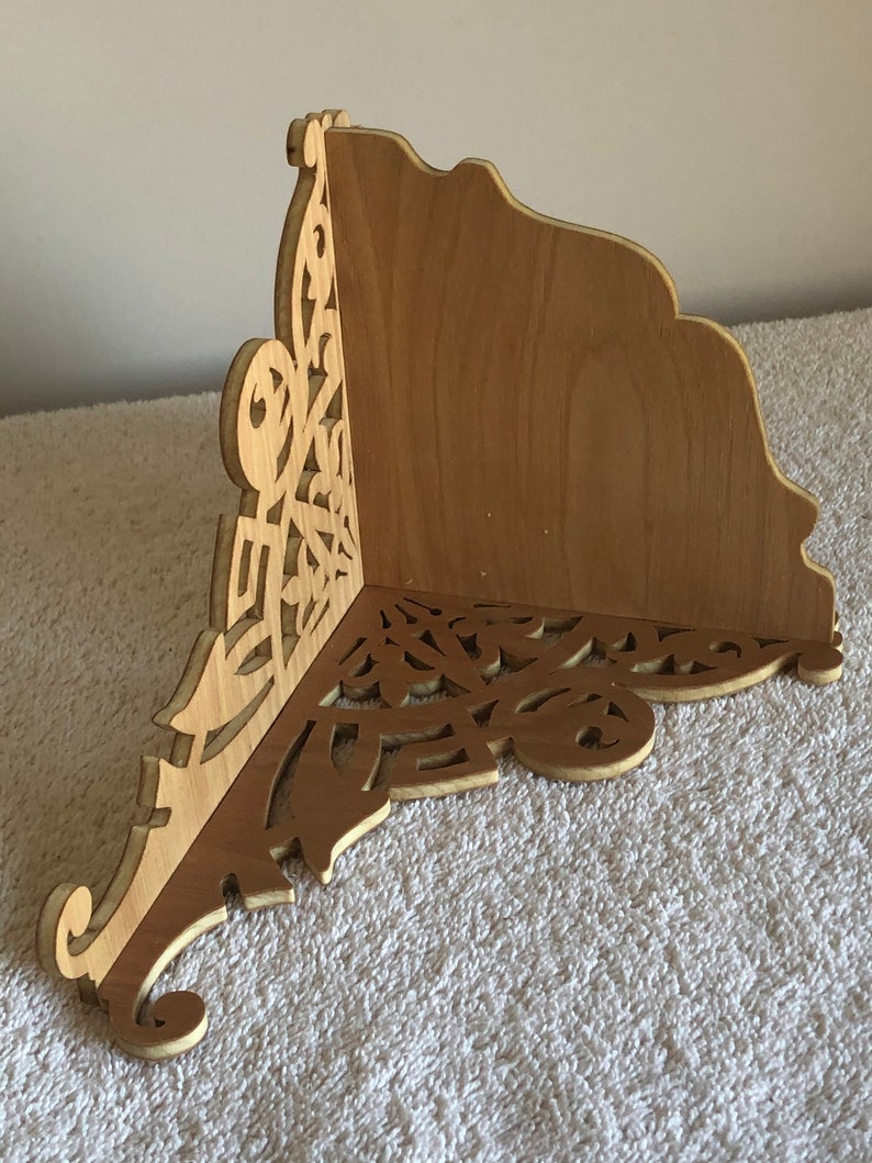 Hickory Pecan Scroll Saw Fretwork Corner Wall Shelf Display. Etsy