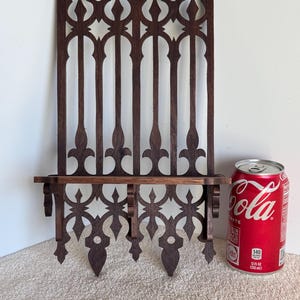 Solid Walnut Wooden Victorian Fretwork Gothic Cathedral Wall Shelf Display.  14&quot; Tall x 8&quot; Wide @ Longest Points. Handmade on My Scroll Saw.