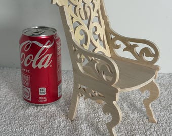 Handmade Solid Wood Victorian Doll Armchair   1:6 Scale Miniature