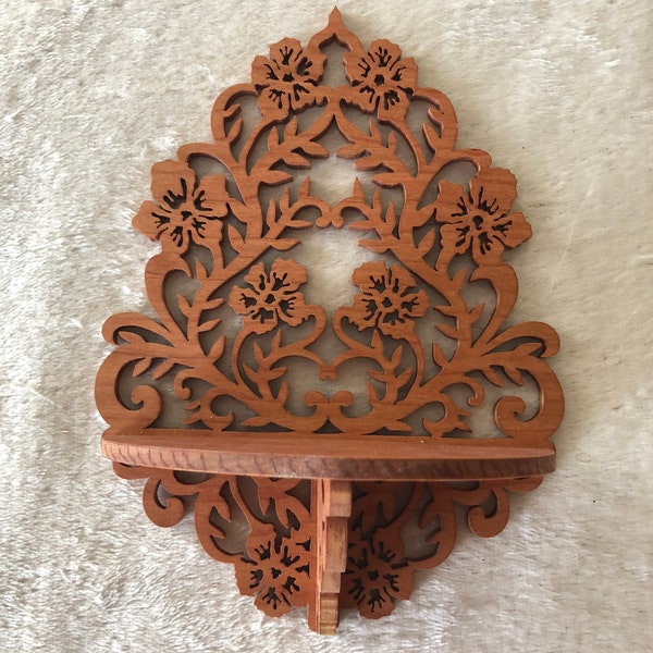 Handmade Cherry Fretwork Shelf: Victorian Wall Display