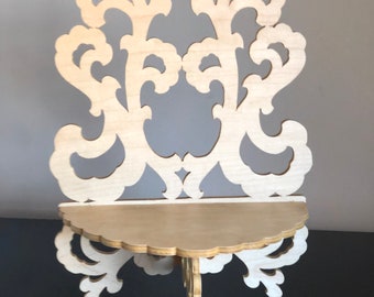 Maple Victorian Fretwork Stand Up Display or Wall Shelf Display.  11" Tall by 8 1/4" Wide @ the Longest Points.  Handmade on My Scroll Saw