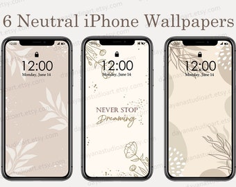 Boho iPhone Wallpaper, Aesthetic Phone Background, Affirmations, Neutral Android Wallpaper, Shapes wallpaper Smartphone, Digital Download
