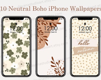 Fall Phone Wallpapers, Boho Wallpaper iPhone, Minimalist Smartphone Wallpaper Set, Aesthetic Background, Autumn Wallpaper , iOS home screen