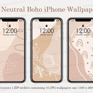 iPhone wallpapers Aesthetic, Phone Wallpaper Minimalist, Boho wallpaper, Shapes wallpaper, Digital download, Abstract wallpaper