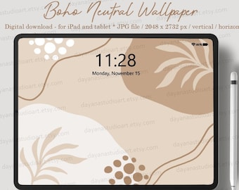 Aesthetic iPad Wallpaper , Boho Wallpaper Tablet , Neutral Background , Summer design