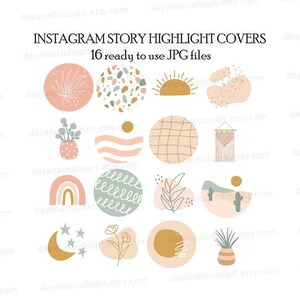 Instagram Highlight Covers Boho, Abstract Instagram Highlight Icons, Minimalist Instagram Story Covers, Social Media Icons Summer Aesthetic