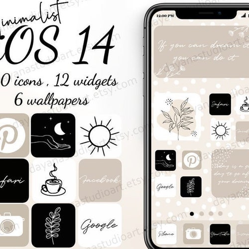 Soft White Aesthetic Ios 14 App Icons Iphone Widgets Etsy