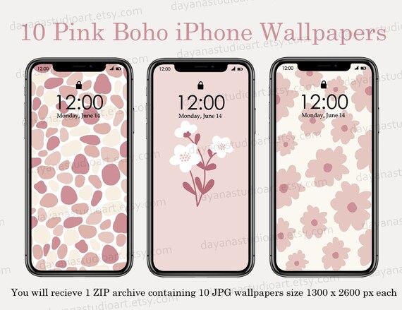 10 Boho Iphone Wallpapers Digital Download Beige Cream Pink Etsy