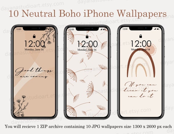 10 Boho Iphone Wallpapers Digital Download Beige Cream Brown - Etsy