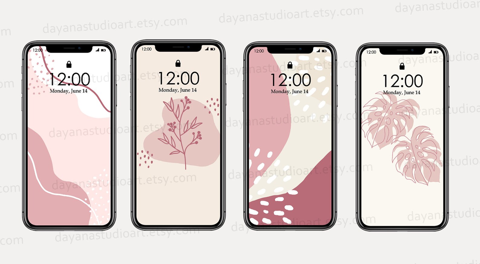 10 Boho Iphone Wallpapers Digital Download Beige Cream Pink Etsy